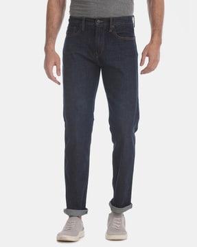 mid-rise straight fit jeans