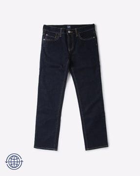 mid-rise straight fit jeans