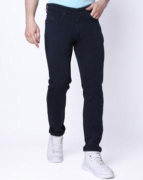 mid-rise straight fit jeans