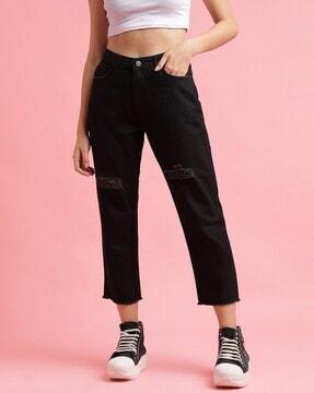 mid-rise straight fit jeans