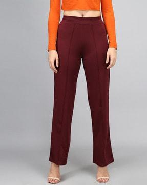 mid-rise straight fit palazzo pants