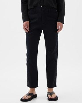 mid-rise straight fit pants