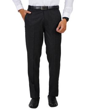 mid-rise straight fit trousers