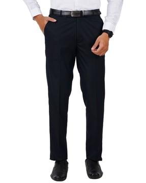 mid-rise straight fit trousers