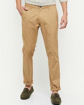 mid rise straight fit trousers