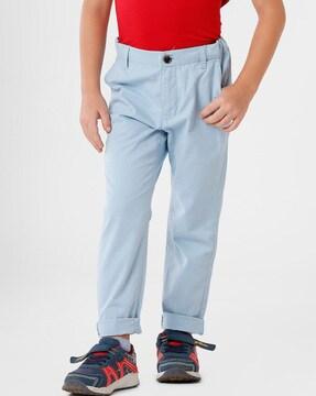 mid-rise straight fit trousers