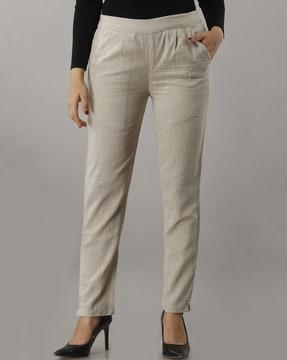 mid-rise straight fit trousers