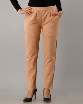 mid-rise straight fit trousers