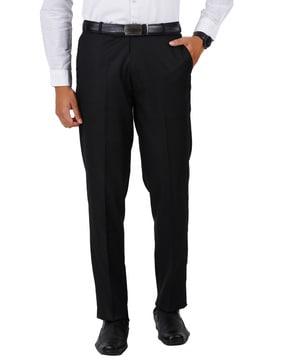 mid-rise straight fit trousers