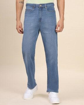 mid-rise straight jeans