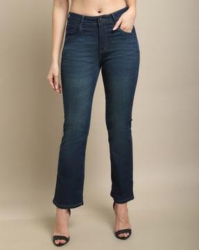 mid-rise straight jeans