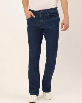 mid-rise straight jeans