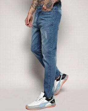 mid-rise straight jeans