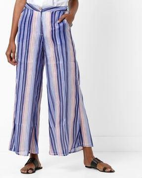 mid-rise striped palazzo pants