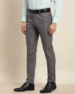 mid-rise striped straight fit chinos