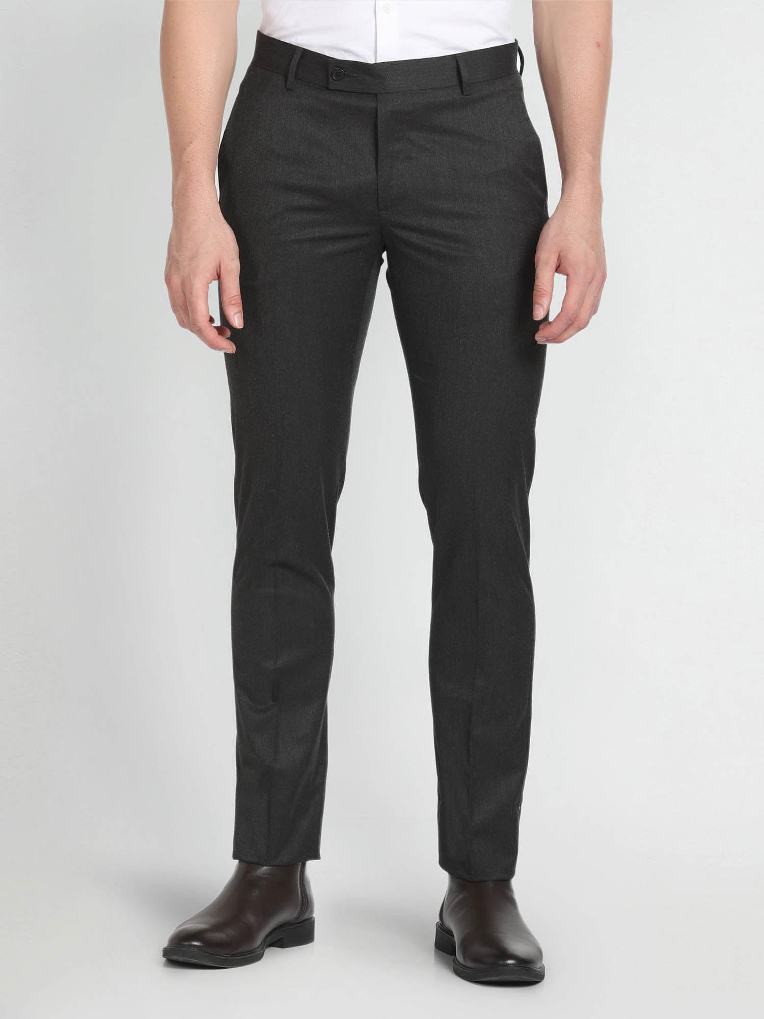 mid rise tailored fit formal trousers