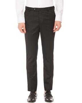 mid-rise tapered fit flat-front trousers