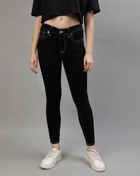 mid-rise tapered fit jeans