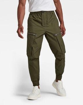 mid-rise tapered fit joggers with cargo pockets