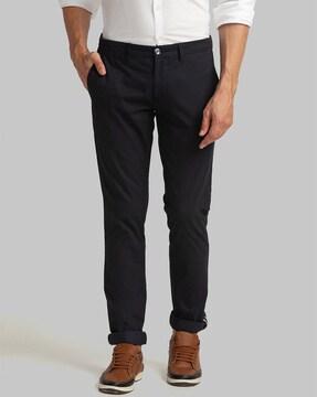 mid-rise tapered fit trousers