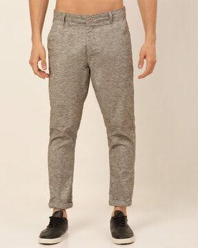 mid-rise tapered fit trousers