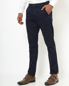 mid-rise tapered flat-front trousers