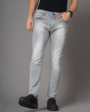mid-rise tapered jeans