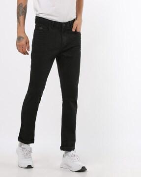 mid-rise tapered jeans