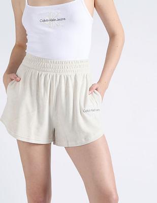 mid rise towelling shorts