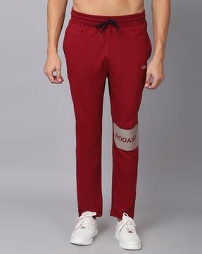 mid-rise track pants with drawstring cord
