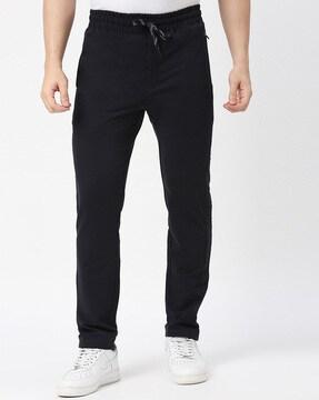 mid rise track pants with drawstring waist
