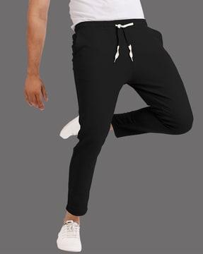 mid-rise track pants with drawstring waist