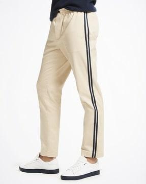 mid-rise track pants with drawstring waistband