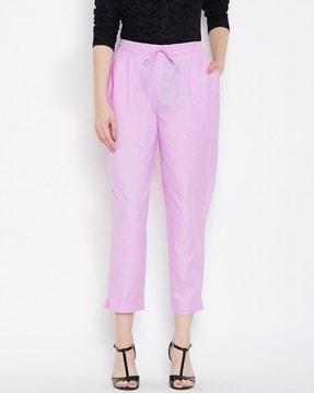 mid-rise trousers with drawstring closure