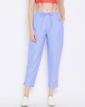 mid-rise trousers with drawstring closure