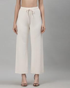 mid-rise trousers with drawstring