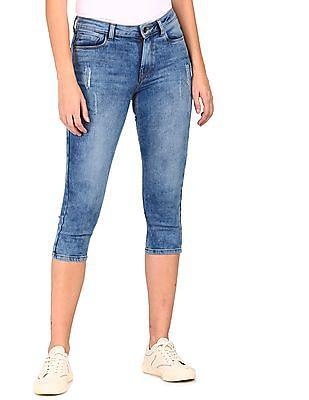 mid rise veronica skinny fit capri jeans