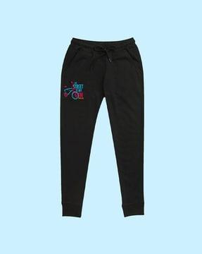 mid-rise waist joggers with drawstrings