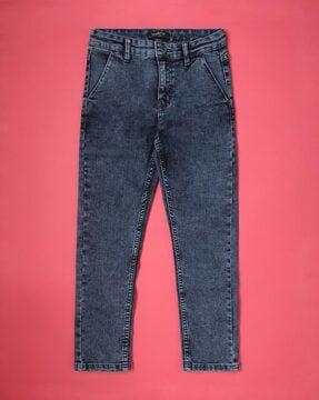 mid-rise washed jeans