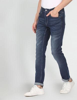 mid rise whiskered jeans