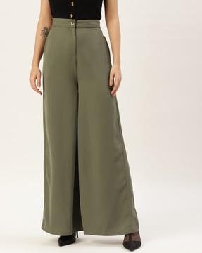 mid-rise wide leg trousers