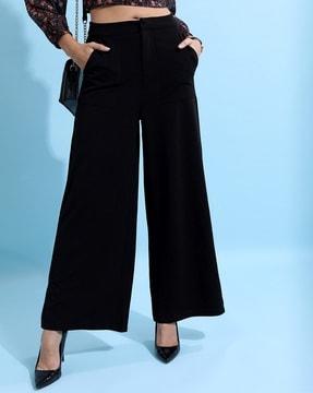 mid-rise wide leg trousers
