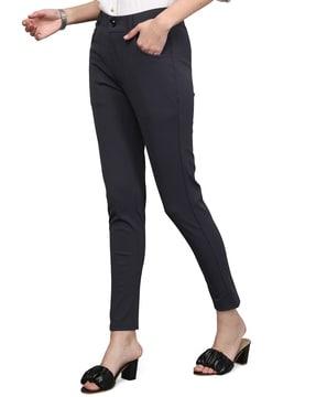 mid-rsie skinny fit trousers