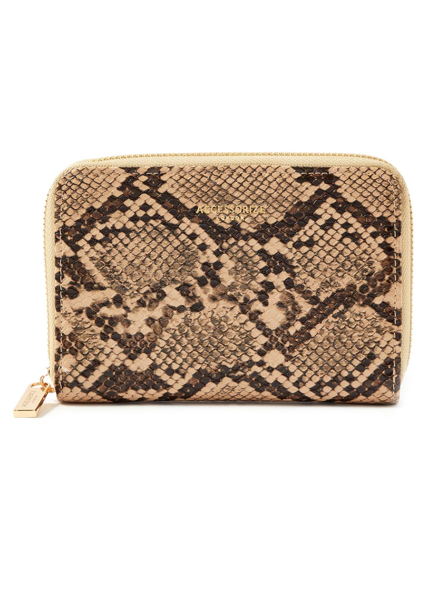 mid size zip round purse nude printed wallet