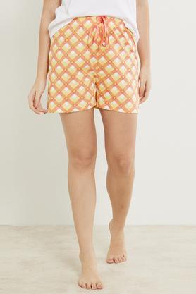 mid thigh cotton casual wear shorts - orange