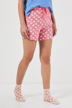 mid thigh cotton women's casual wear shorts - dark_coral