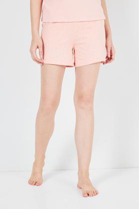 mid thigh cotton women's casual wear shorts - light orange