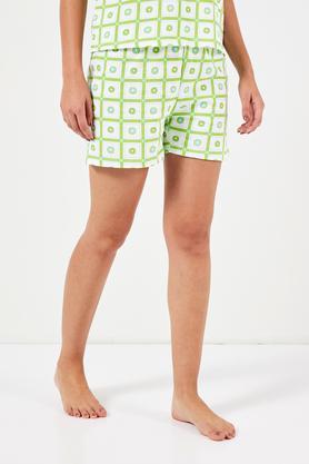 mid thigh cotton women's casual wear shorts - lime green