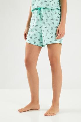 mid thigh cotton women's casual wear shorts - mint