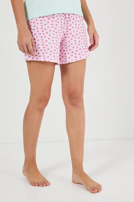 mid thigh cotton women's casual wear shorts - pink